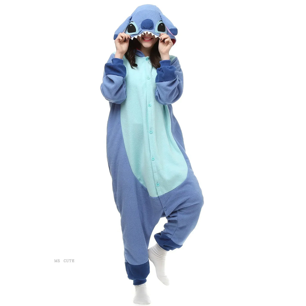 Nexora™ Stitch Kigurumi Onesie Kawaii  Women Pajamas Flannel Warm Soft