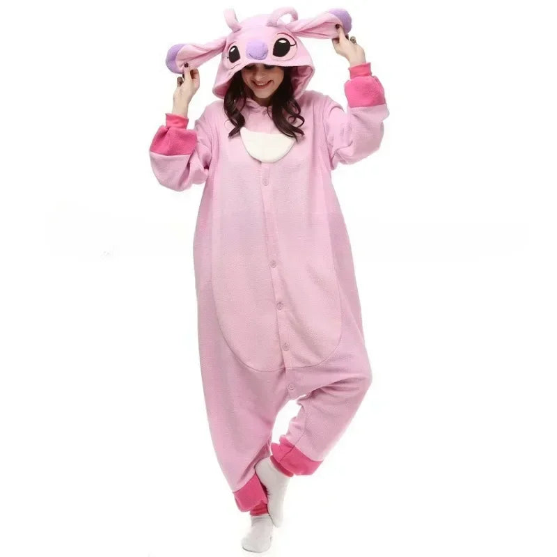 Nexora™ Stitch Kigurumi Onesie Kawaii  Women Pajamas Flannel Warm Soft